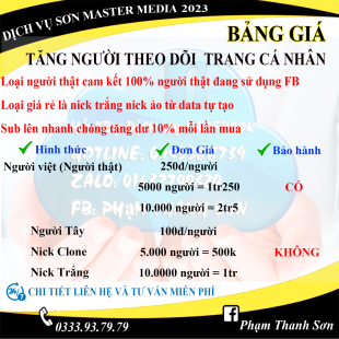 Bảng giá Follow - Theo dõi